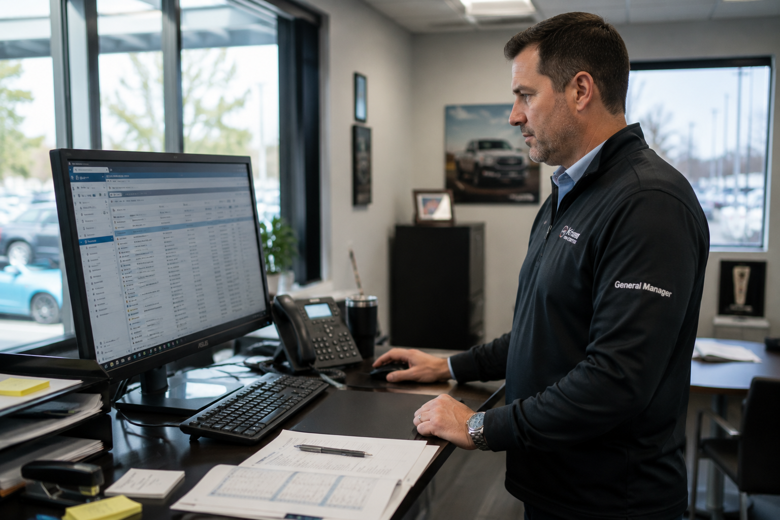 Dealership GM reviewing DMS contact data: assessing AI readiness for past buyer outreach